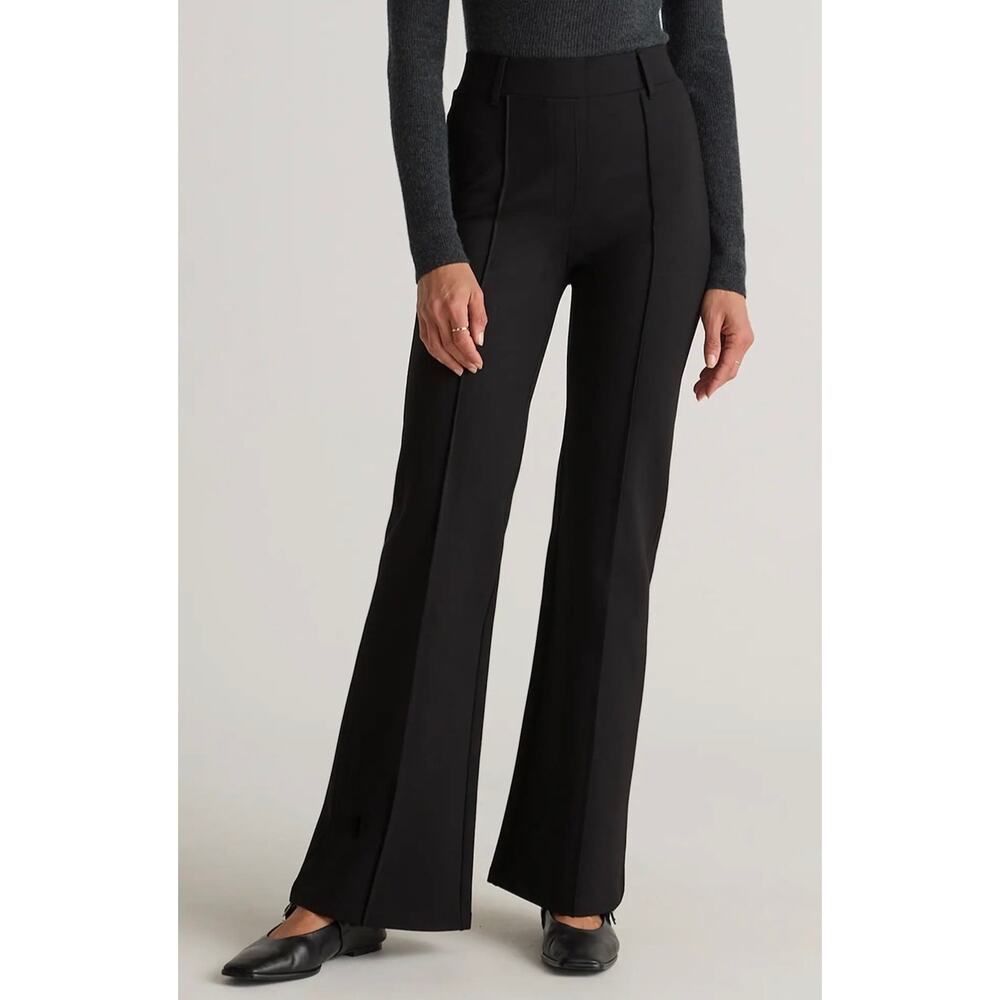 Quince Ultra-Stretch Ponte Flare Leg Pants Black Women's L